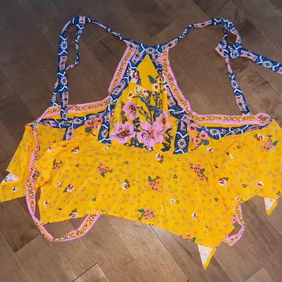 💛Free People yellow print halter top💛 - Picture 4 of 7